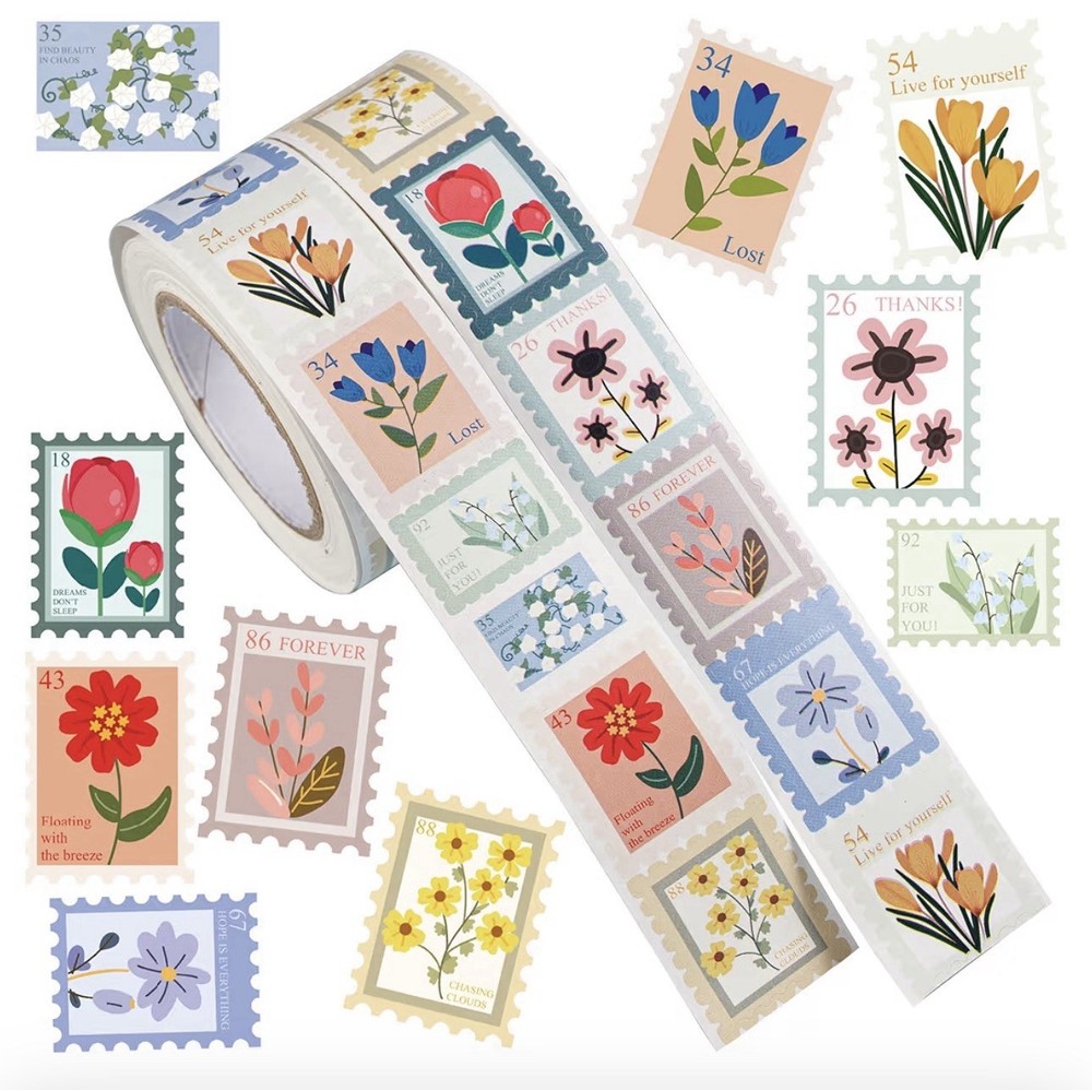 40Pcs Random Flower Stamp Cute Floral Label Stickers Gift Scrapbook Party Favor