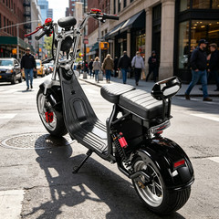Harley Fat Tire Electric Scooter 4000W Motor Max Speed 40MPH Double Seat Black
