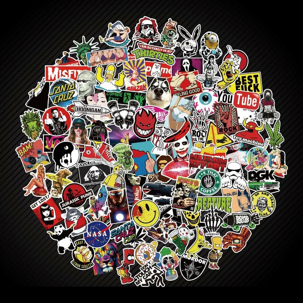 300PCS Random PVC Stickers Bomb Vinyl bike Laptop Luggage Decals Dope Sticker