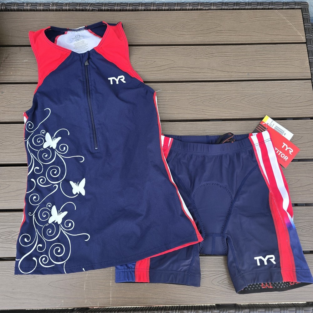 TYR Women’s Butterfly Tri Tank Top & 6 In Padded Shorts Competitor Sz XS New*