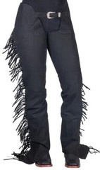 Western Equitation Show Chaps – Black Synthetic Suede -Elastic Fit – XS,S,M,L,XL