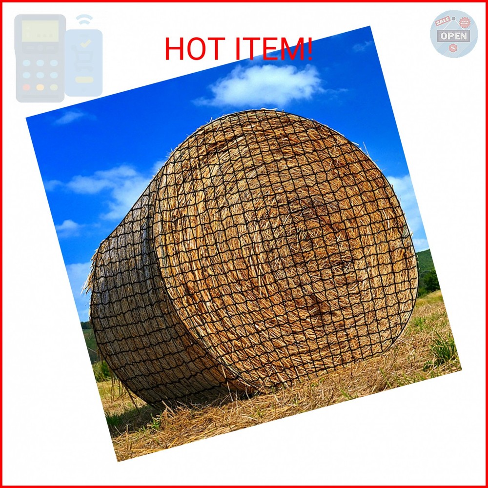 NizHome Large Round Bale Hay Net, Knotless Hay Nets for Horses Slow Feed, Heavy