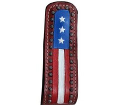 Tahoe Patriotic American Flag Leather Adult Stirrups Pair for Western Saddles