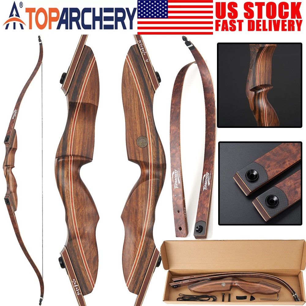 60″ Takedown Recurve Bow 25-60lbs Hunting Wooden Archery Adult Target Shooting