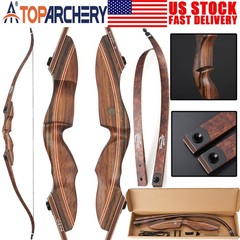 60″ Takedown Recurve Bow 25-60lbs Hunting Wooden Archery Adult Target Shooting