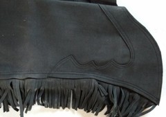 Western Equitation Show Chaps – Black Synthetic Suede -Elastic Fit – XS,S,M,L,XL