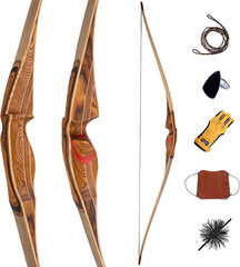 Deerseeker 64″ Reflex Deflex Hybrid Long Bow – Right/Left Hand, 25-60Lbs