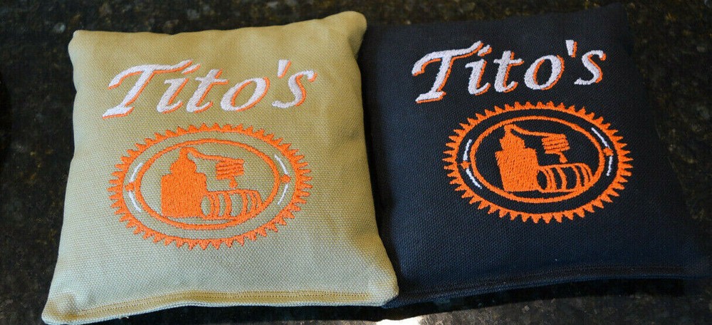 8 Quality Cornhole Bags! Tito’s Vodka! Khaki & Black! Whole Corn or Pellets