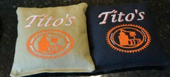 8 Quality Cornhole Bags! Tito’s Vodka! Khaki & Black! Whole Corn or Pellets