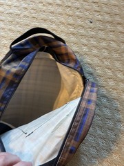 Centaur Plaid helmet Bag Blue Brown Zip Closure Top Handle Carry Bag