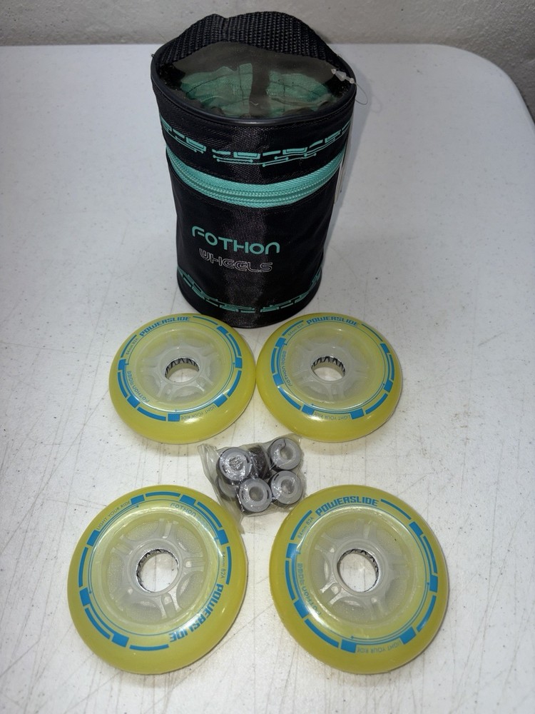 NEW Powerslide Fothon Rage LED Wheels Yellow 4 Pack (one Wheel has small Defect)