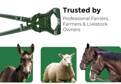 Heavy Duty Hoof Trimmer, Rubber Handle, Green Coating for Horses & Livestock 17″