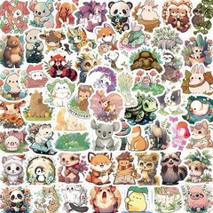 9Pcs Random Cute Animal Kawaii Cartoon Plant Flower Animal Waterproof Stickers
