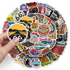 Mix 10/50 PC US American Route 66 Graffiti Luggage Notebook Sticker-No Duplicate