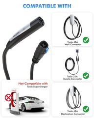 SEGUMA EV Charger Extension Cable for Tesla, Up to 50A 21FT 240V 12KW NACS Ex…