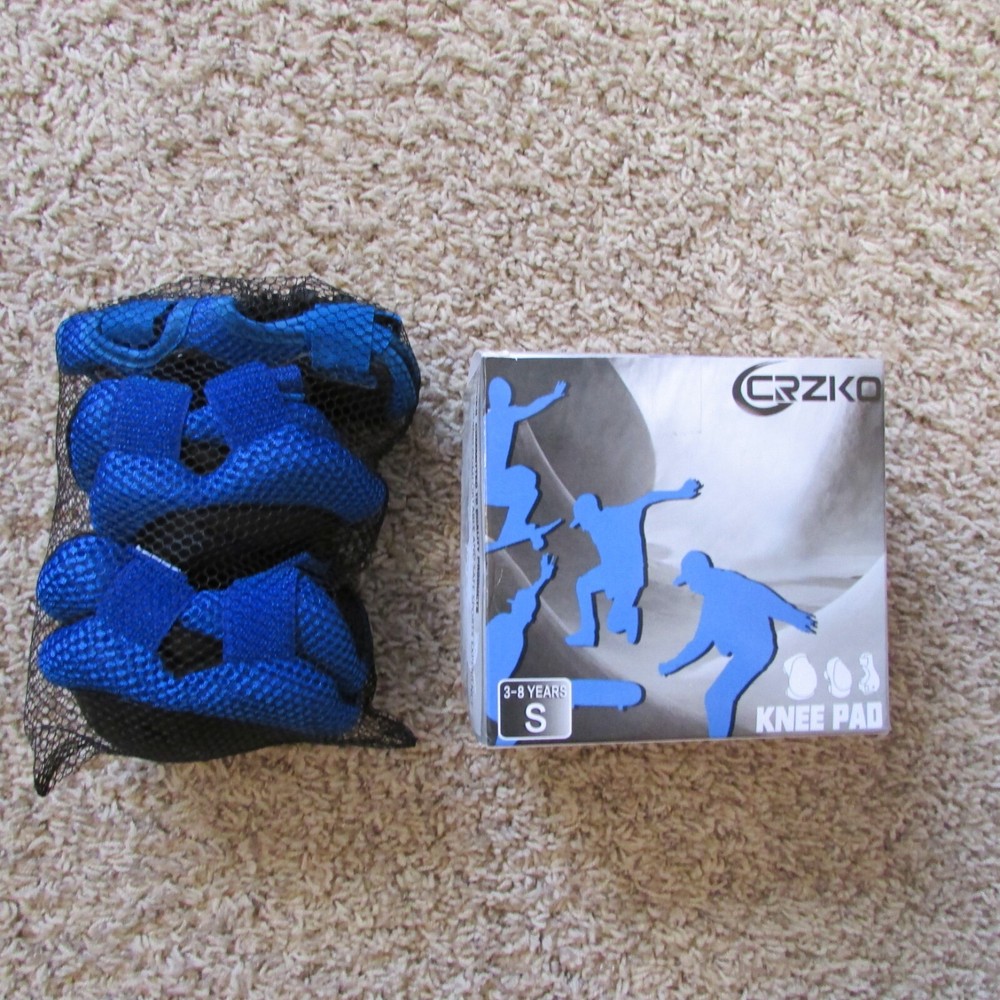 NEW Knee & Elbow Pads Unisex Kids Protective Gear CRZKO Blue Black Small 3-8 Yrs
