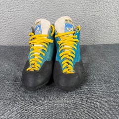Vintage La Sportiva Mega Climbing Shoes 39.5 Teal Yellow Italy Moon Gorpcore 90s