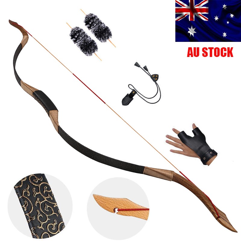 Archery Traditional Longbow 30-50lbs Recurve Bow Hunting Mongolian &12x Arrows