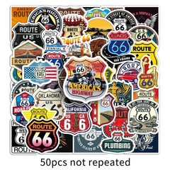 Mix 10/50 PC US American Route 66 Graffiti Luggage Notebook Sticker-No Duplicate