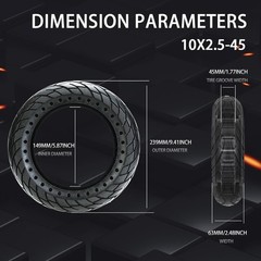 Solid Rubber Tire 60/70-6.5 for Ninebot Segway MAX G30 Electric Scooter, Black