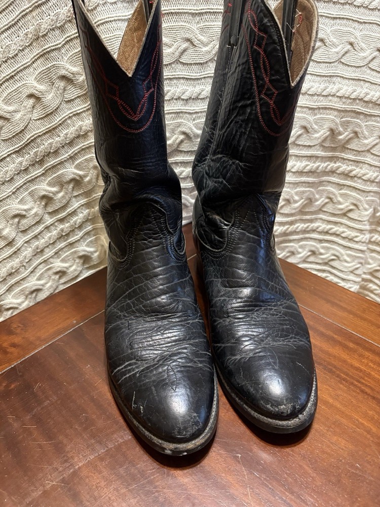 Vintage Nocona Black Leather Western Cowboy Boots Pull-On – Men’s US 9.5D