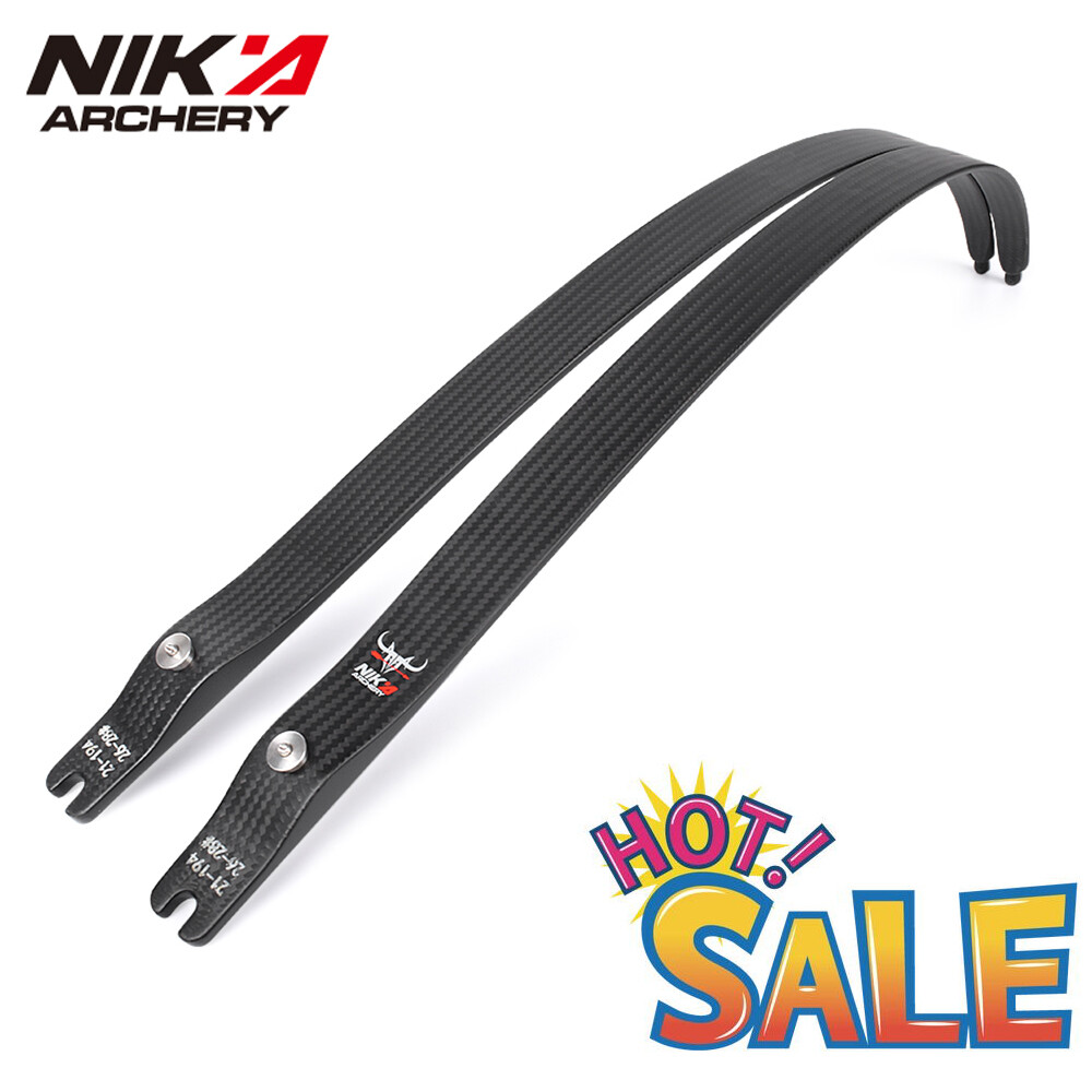 22-50lbs 68″ @25 Nika Archery Recurve Bow Limb N3 Carbon 55% W/ Small BULL Logo