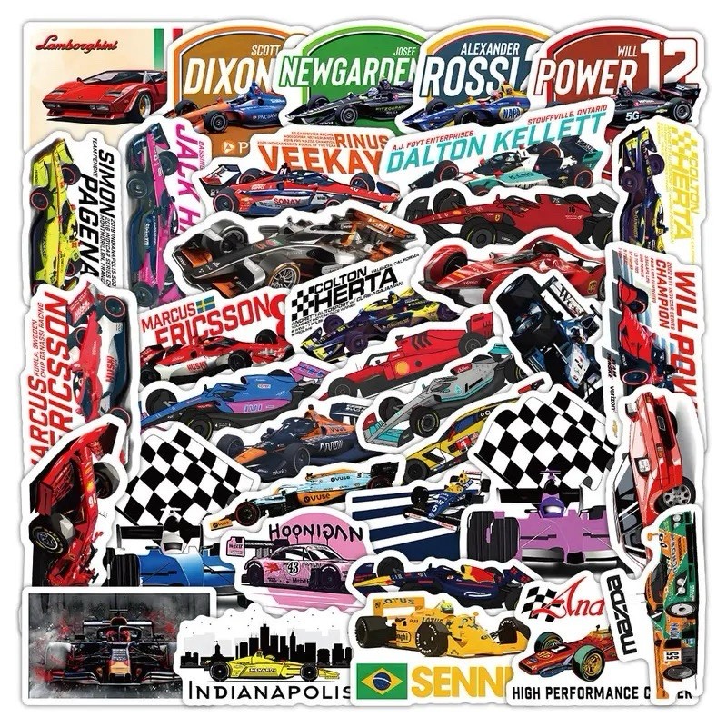 25Pcs Random F1 Racing Car Sport Cars Cartoon Waterproof Stickers