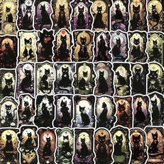 30Pcs Mixed Gothic Medieval Astrology Tarot Black Cat Dark Witch Kitty Stickers