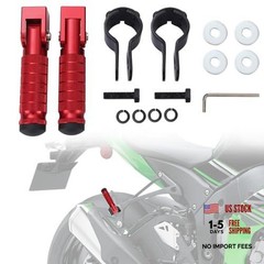 M8 90° Foldable Motorcycle Foot Pegs, CNC Aluminum Alloy & Anti-Skid Red