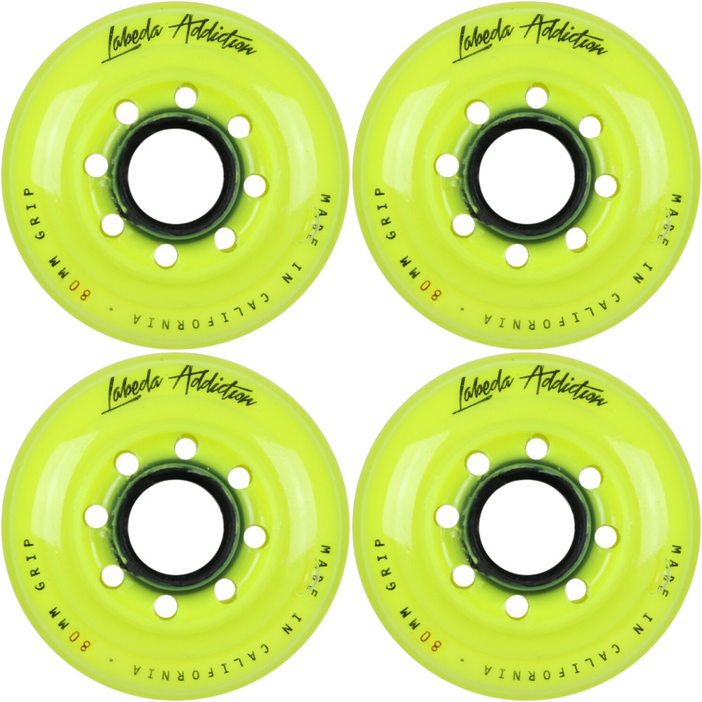Labeda Inline Roller Hockey Skate Wheels Addiction Yellow 80mm SET OF 4
