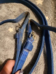 Equestrian Rubber Grip Schooling Reins With Buckle Ends..blue Nylon..apprx 10 Ft