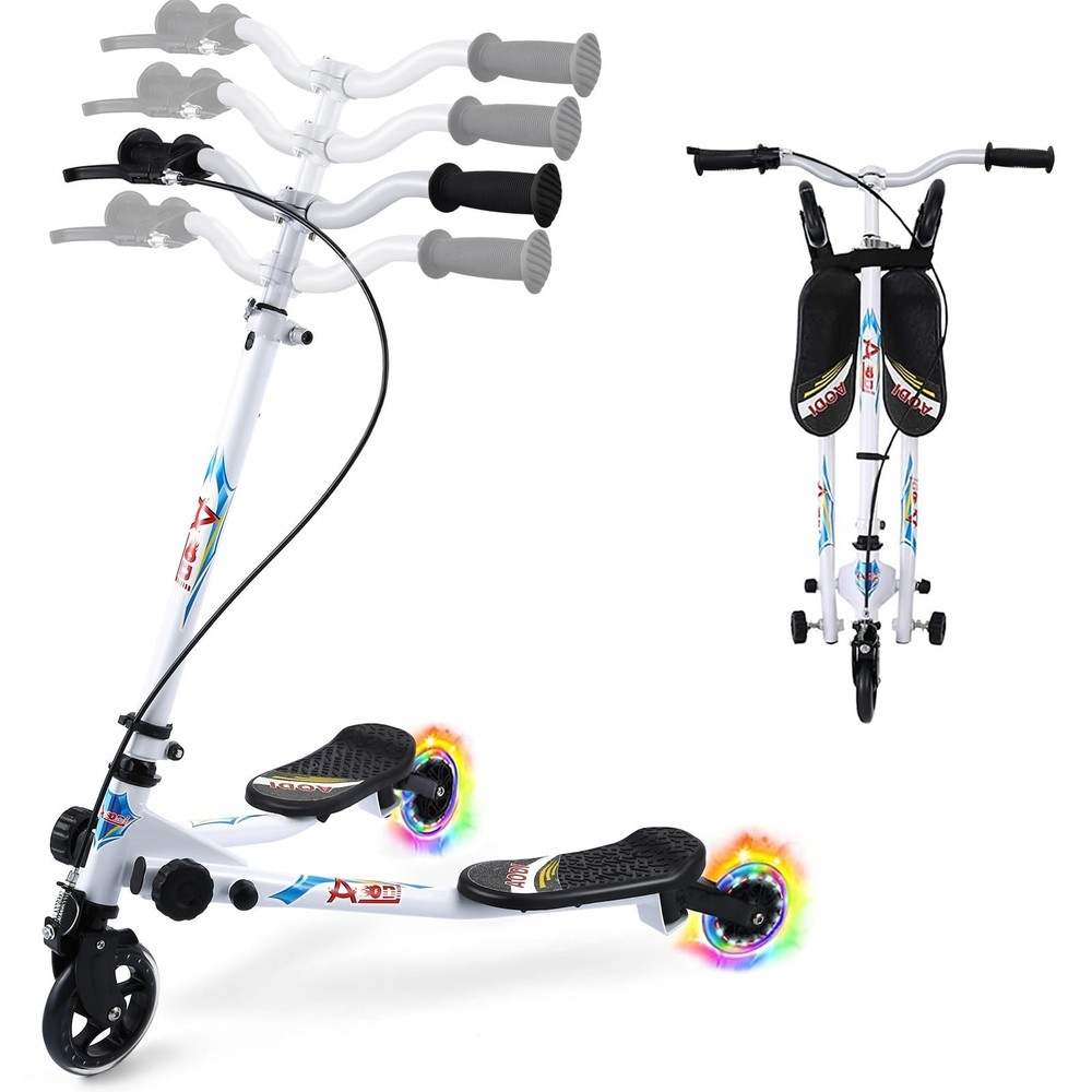 Swing Scooter for Kids, 3 Wheels Foldable Wiggle Kick Scooter Push Drifting w…