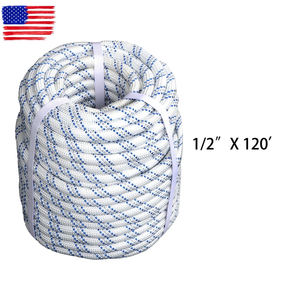 1/2″×120FT Breaking Strength 1485 Pounds 48 Strand Double Braid Polyester Rope
