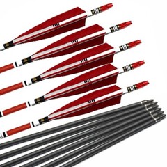12Pcs 30″ Carbon Shaft Arrows Spine 500 OD 7.6mm True Turkey Feathers Hunting