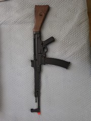 AEG Electric Airsoft Rifle w/ Wood Stock, Removable Magazine, Orange Tip