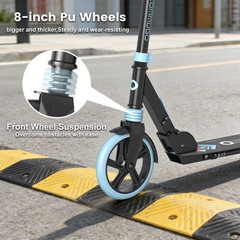 Commugo Foldable Kick Scooter Adjustable Scooter with Big Wheel for 8+ Kids