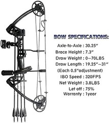 Complete Compound Bow Package: 0-70 lbs Draw Weight for All Skill Levels