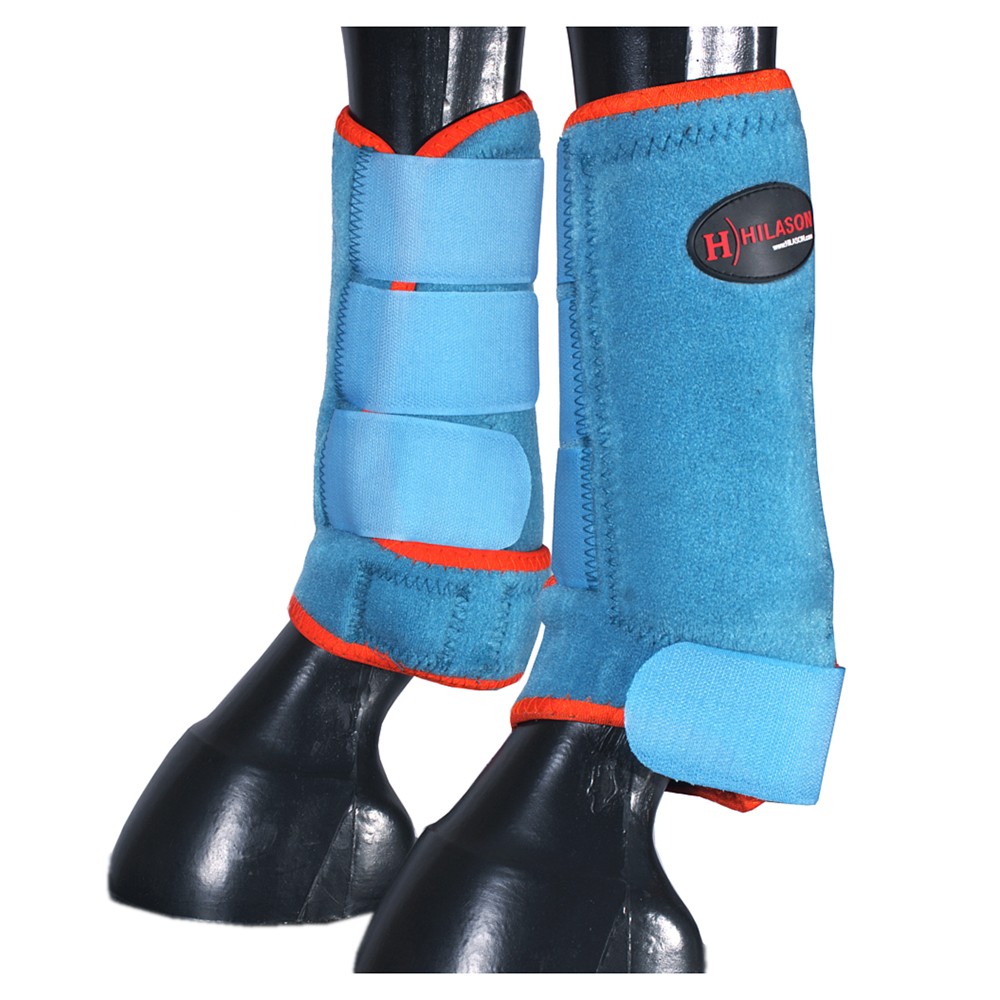 L M S Hilason Horse Front Leg Ultimate Sports Boots Pair Turquoise Orange