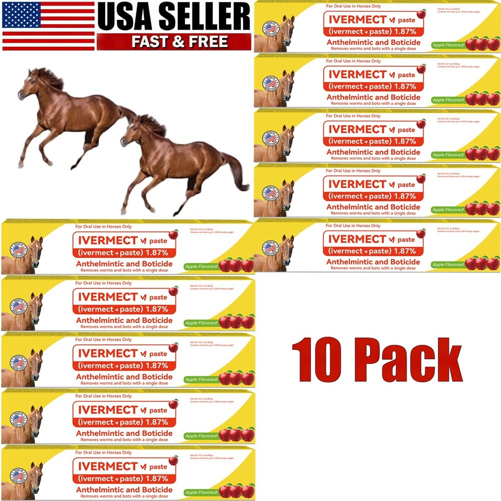 10 pack-Boxed Horse Dewormer Paste Apple Flavor 10 Pack Wormer EXP 01/2028