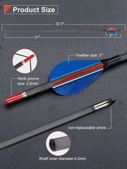 12PCS Archery Pure Carbon Arrows Turkey Feathers SP500-1200 Recurve Compound Bow