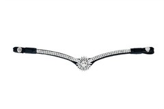 Crystal Sunburst Horse Browband Black Leather Rhinestone Bling