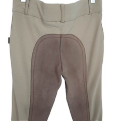 Devon Aire Ribbed Leather Equestrian Riding Breeches Pants Women Size 28 Beige