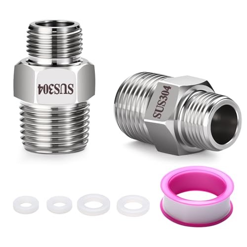2 Pack Rv Faucet Adapter, NPT 1/2″ x 3/8″ Reducer Faucet Supply Line Adapter,