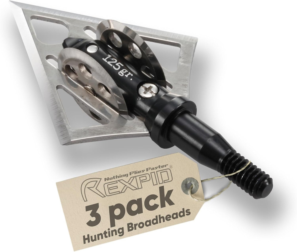 Rexpid NURI Fixed Broadheads 125 Grain – 3 Pack – Fixed Hunting Arrows Heads, Ro
