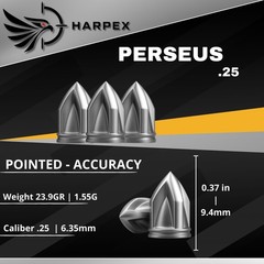 Harpex Perseus .25 ( 6.35mm) Cal Pellets 23.9gr Pointed Lead 180ct