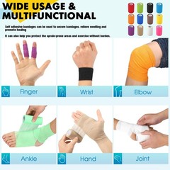 8 Pack Self Adhesive Bandage Wrap, 3 in x 5 Yards Non-Woven Self Adherent Coh…