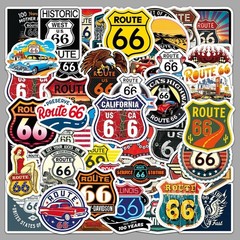 Mix 10/50 PC US American Route 66 Graffiti Luggage Notebook Sticker-No Duplicate