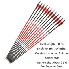 US 12 Pack 28/30/32 Inch Carbon Arrow Spine 500 for Compound/Recurve Bow Hunting