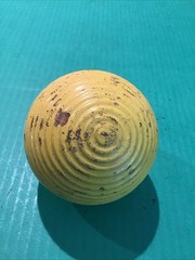 VINTAGE Yellow 3-STRIPE RIBBED 3.25″ CROQUET BALL REPLACEMENT Forster Large Size
