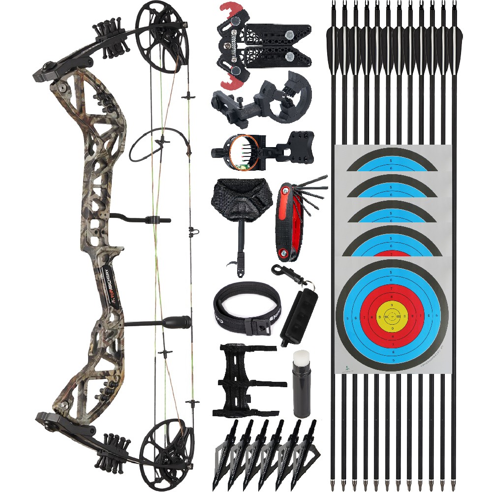 Compound Bow 30-70lbs Adjustable 310fps Archery Hunting Carbon Arrows Shooting